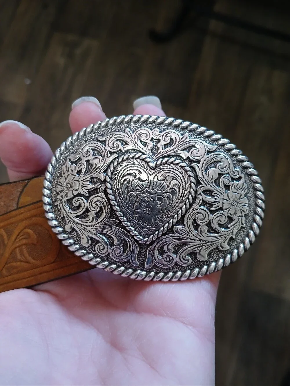 Justin Girls Aged Bark Western Scroll Trophy Belt 815BD